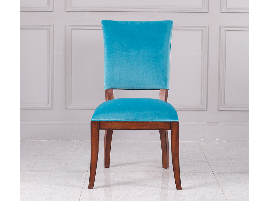 博洛妮亚 进口桃花芯木美式高档绒布软包餐椅