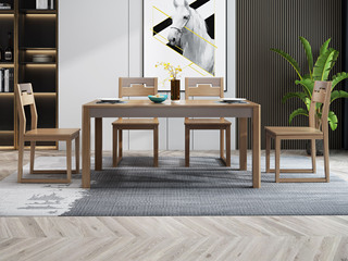  北欧风格 泰国进口橡胶木 1.5米实木餐桌