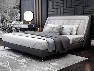  轻奢风格 皮艺 1.8*2.0米床（搭配10公分松木排骨架）