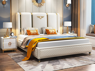  轻奢风格 皮艺 1.8*2.0米床（搭配10公分松木排骨架）