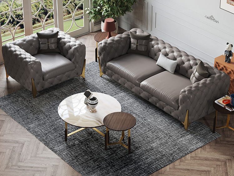 【沙发】梵克美家 轻奢风格 进口落叶松 仿真皮 ys602单人位【图片