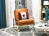 梵克美家 轻奢风格 皮艺 俄罗斯进口松木框架 单椅