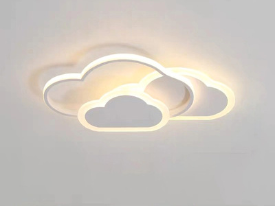 【包邮 偏远地区除外】 现代 铁艺+亚克力 白色-云朵 三色光 吸顶灯（含光源 LED42W）
