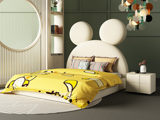  轻奢风格 米黄色 扪布床头柜