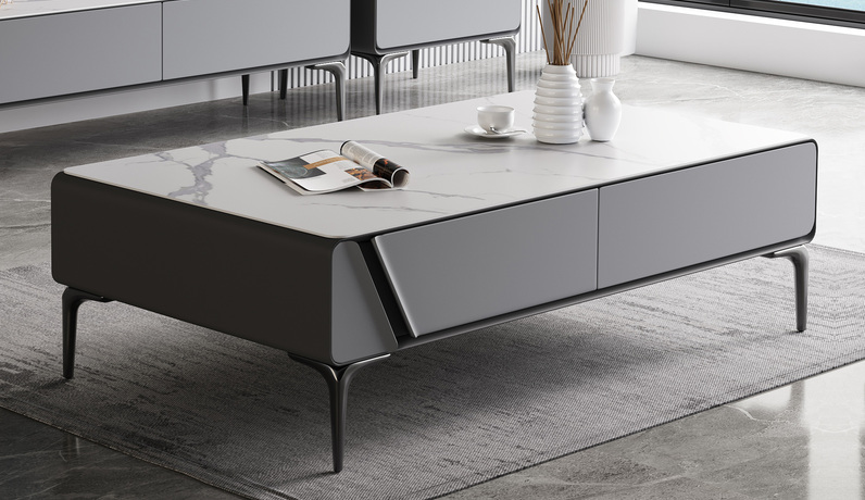 卡罗亚 极简风格 防刮耐磨哑光岩板台面 质感细腻  茶几