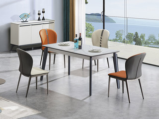  现代简约风格 防刮耐磨质感细腻哑光岩板台面 优质实木脚 餐桌