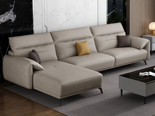  极简 羽绒科技布沙发 自由搭配组合 小户挚爱 5挡升降功能头枕 柔软舒适 卡其色 沙发组合3+右贵妃（不含脚踏）