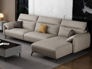  极简 羽绒科技布沙发 自由搭配组合 小户挚爱 5挡升降功能头枕 柔软舒适 卡其色 沙发组合3+左贵妃（不含脚踏）