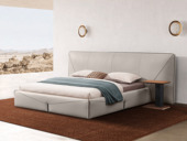 Milantti 米兰蒂 极简风格 高端舒适 床头接触面真皮真皮+实木框架 1.8*2.0米真皮床
