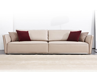  极简风格 高弹舒适 全真皮+实木框架+羽绒 双扶手四人位直排沙发