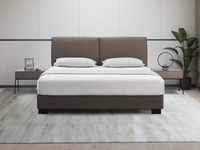 CBD 国际知名品牌 现代简约真皮床品质 精选头层牛皮进口云杉木柔软亲肤高级灰皮艺床（1.8*2.0米真皮床）（此产品有短途物流费）