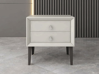 CBD 国际知名品牌 现代简约百搭款 柔润扪皮双抽储物床头柜（颜色可定制 详情可咨询客服）（此产品有短途物流费）