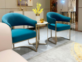 梵克美家 轻奢风格 精致皮艺+实木底架 舒适稳固 休闲椅