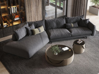 【现货】Milantti 米兰蒂 意式极简 设计师推荐 真皮沙发 进口头层黄牛皮 羽绒+高回弹海绵黄金比例填充 软而不榻 触感舒适 柔软亲肤 深灰色右贵妃沙发组合（图片为麂皮绒，此配置为真皮款）