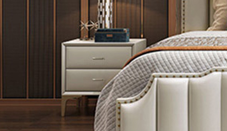 歌迪 轻奢风格  扪皮 白色 床头柜