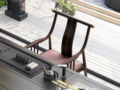  新中式 乌金木 坚固耐磨 茶椅